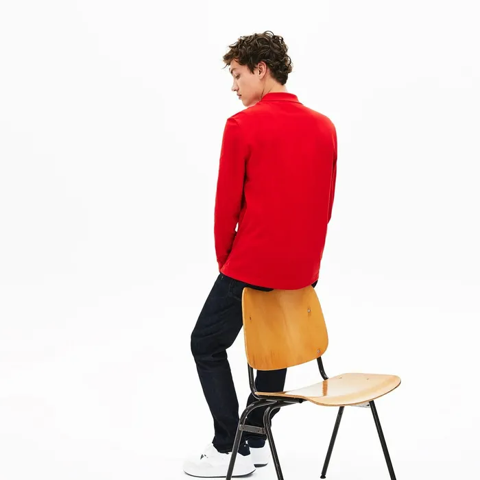 Regular Fit Croco Magic Long Sleeve Polo Red Mens Lacoste Polos On Sale