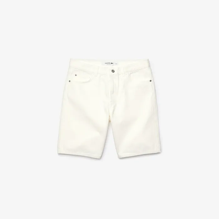 Regular Fit FivePocket Denim Shorts White Mens Lacoste Pants and Shorts Popular