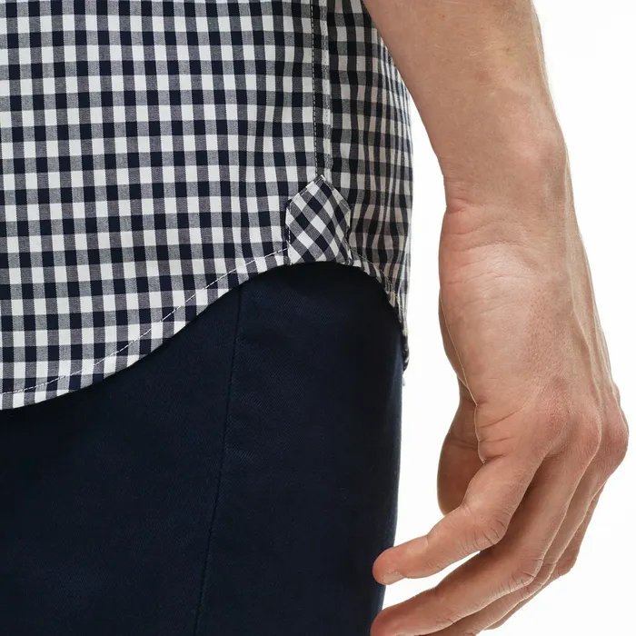 Regular Fit Gingham Poplin Shirt Navy BlueWhite Mens Lacoste Button Down Shirts For Sale