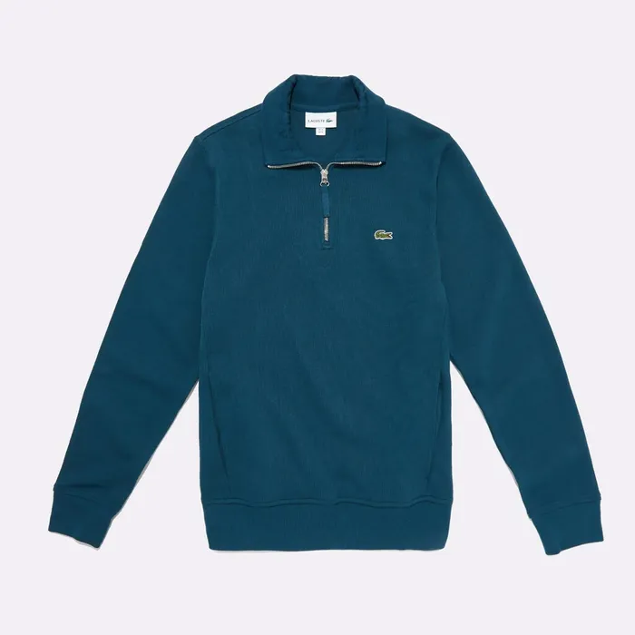 Regular Fit HalfZip Cotton Sweater Blue Mens Lacoste Sweatshirts Online