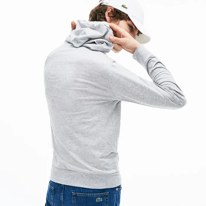 Regular Fit Hooded Jersey Tshirt Grey Chine Mens Lacoste TShirts Shop