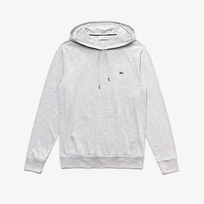 Regular Fit Hooded Jersey Tshirt Grey Chine Mens Lacoste TShirts Shop