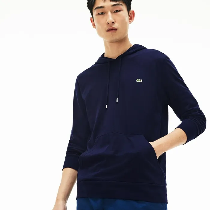 Regular Fit Hooded Jersey Tshirt Navy Blue Mens Lacoste TShirts For Sale Online