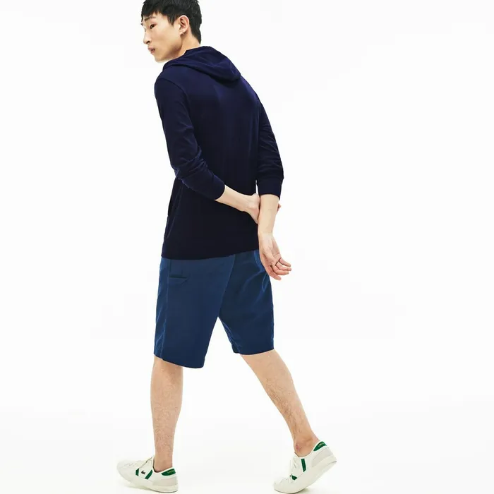Regular Fit Hooded Jersey Tshirt Navy Blue Mens Lacoste TShirts For Sale Online