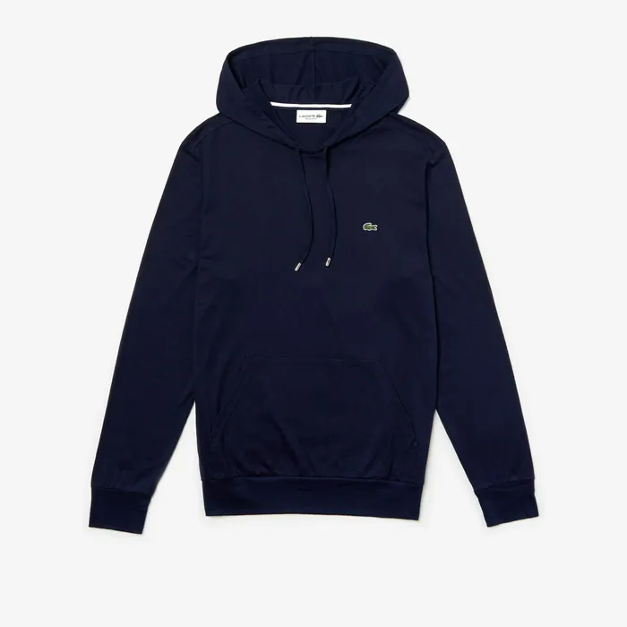 Regular Fit Hooded Jersey Tshirt Navy Blue Mens Lacoste TShirts For Sale Online