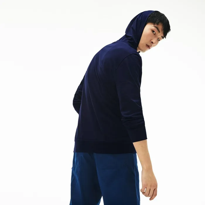 Regular Fit Hooded Jersey Tshirt Navy Blue Mens Lacoste TShirts For Sale Online