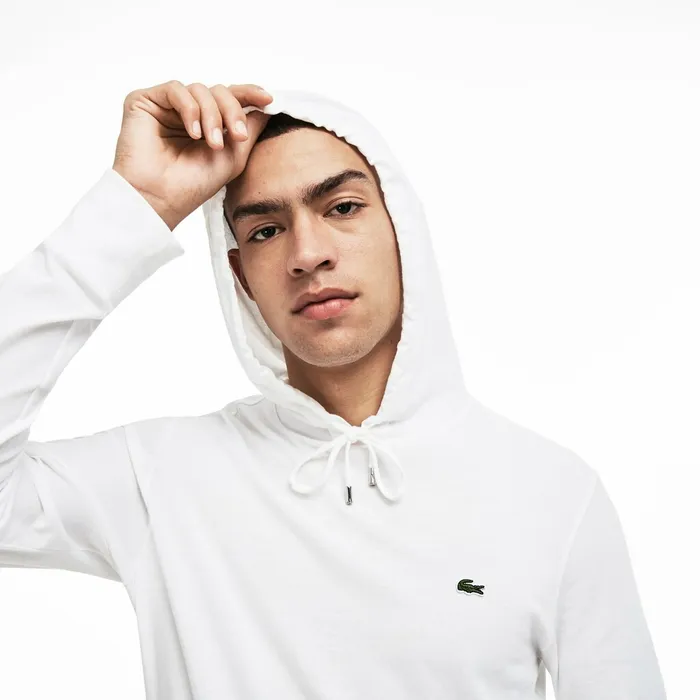 Regular Fit Hooded Jersey Tshirt White Mens Lacoste Sweatshirts Online