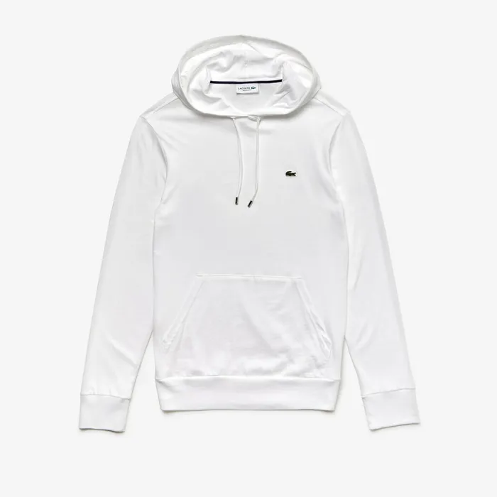 Regular Fit Hooded Jersey Tshirt White Mens Lacoste TShirts Popular