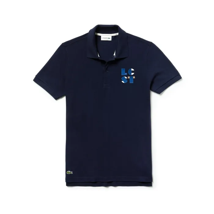 Regular Fit LCST Lettering Petit Piqu Polo Navy Blue Mens Lacoste Polos Shop Online