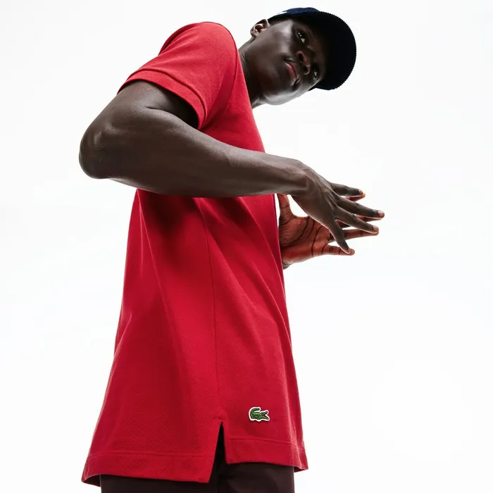 Regular Fit LCST Lettering Petit Piqu Polo Red Mens Lacoste Polos On Sale
