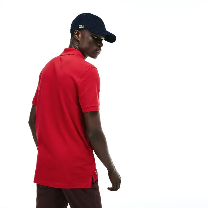 Regular Fit LCST Lettering Petit Piqu Polo Red Mens Lacoste Polos On Sale