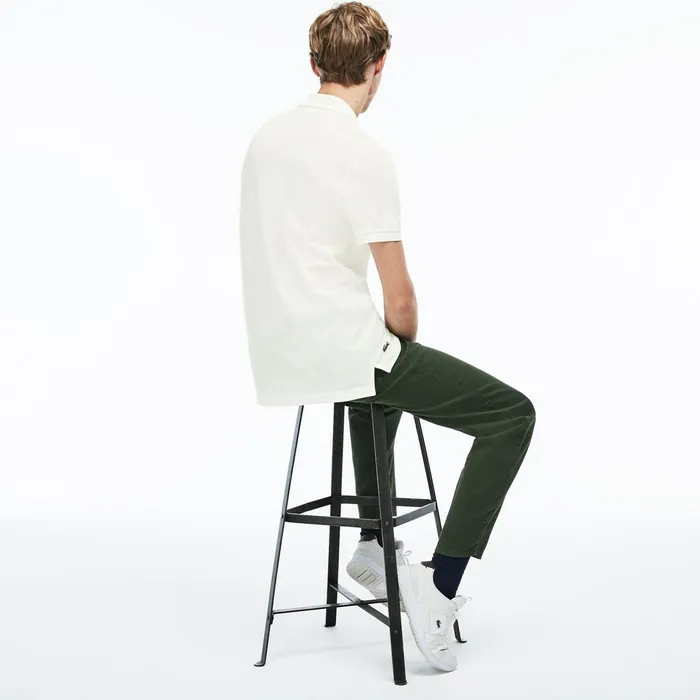 Regular Fit LCST Lettering Petit Piqu Polo White Mens Lacoste Polos Popular