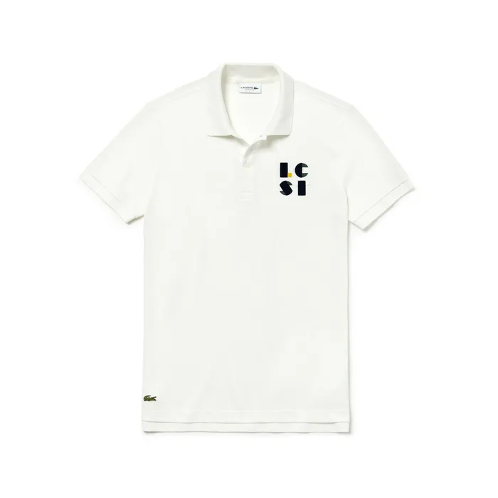 Regular Fit LCST Lettering Petit Piqu Polo White Mens Lacoste Polos Popular