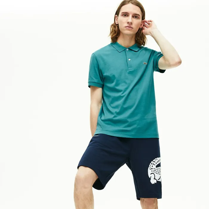 Regular Fit Lightweight Cotton Polo Green Mens Lacoste Polos Gift Ideas