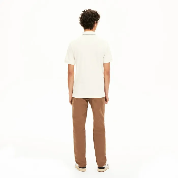 Regular Fit LinenBlend Polo Shirt WhiteBlack Mens Lacoste Polos Outlet