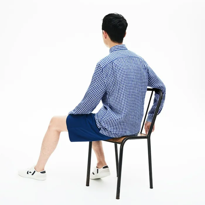 Regular Fit Linen Shirt Navy Blue Mens Lacoste Button Down Shirts Online