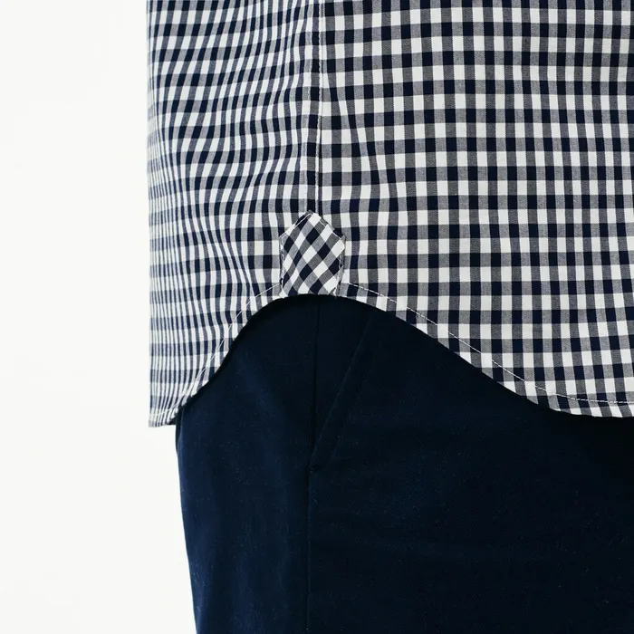 Regular Fit Mini Check Poplin Shirt Navy BlueWhite Mens Lacoste Button Down Shirts Near Me