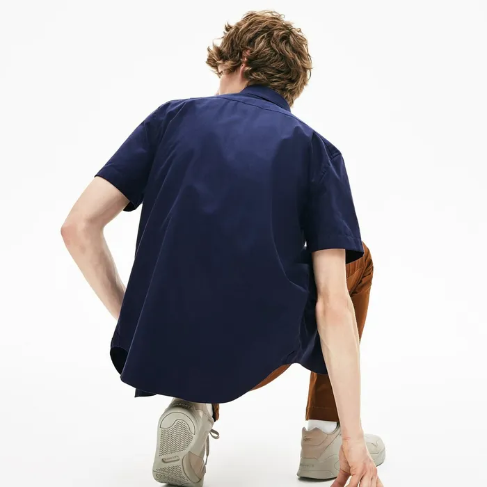 Regular Fit Mini Piqu Shirt Navy Blue Mens Lacoste Button Down Shirts Popular