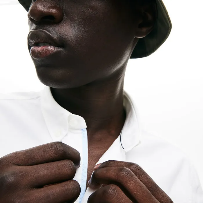 Regular Fit Oxford Cotton Shirt White Mens Lacoste Button Down Shirts Gift Ideas
