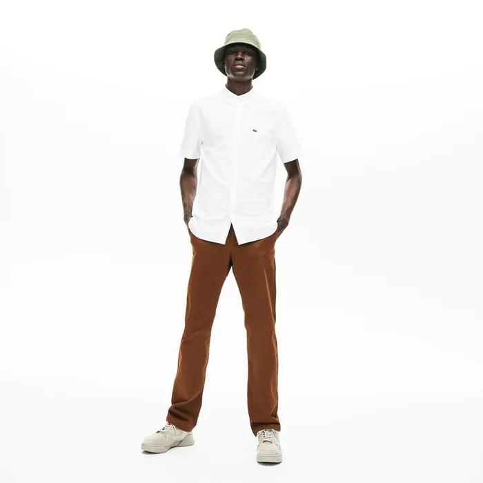 Regular Fit Oxford Cotton Shirt White Mens Lacoste Button Down Shirts Gift Ideas