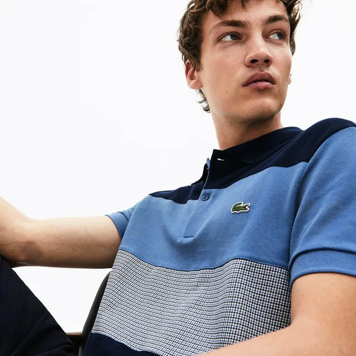Regular Fit Paneled ColorBlocked Polo Shirt Navy BlueBlueWhite Mens Lacoste Polos Casaul Regular Fit Paneled ColorBlocked Polo Shirt Navy BlueBlueWhite Mens Lacoste Polos Casaul