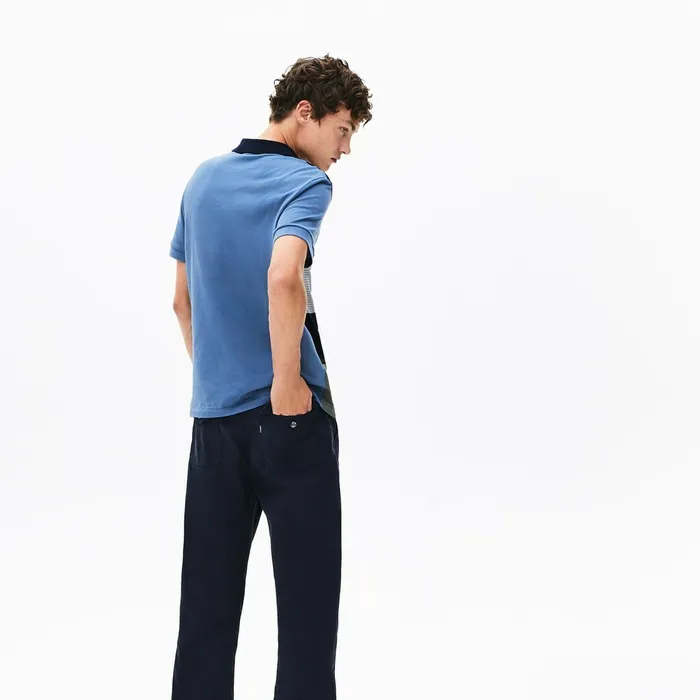 Regular Fit Paneled ColorBlocked Polo Shirt Navy BlueBlueWhite Mens Lacoste Polos Casaul