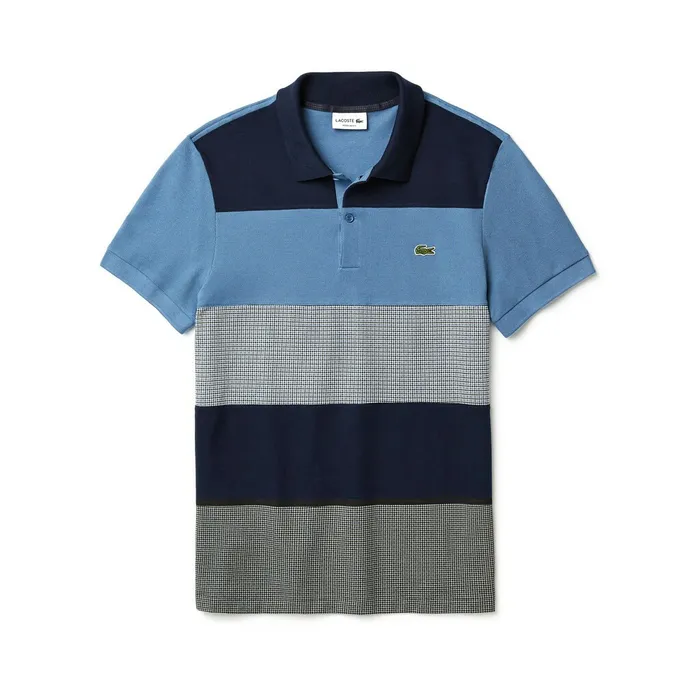 Regular Fit Paneled ColorBlocked Polo Shirt Navy BlueBlueWhite Mens Lacoste Polos Casaul