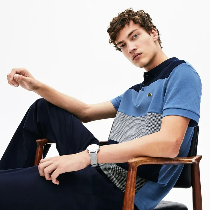 Regular Fit Paneled ColorBlocked Polo Shirt Navy BlueBlueWhite Mens Lacoste Polos Casaul