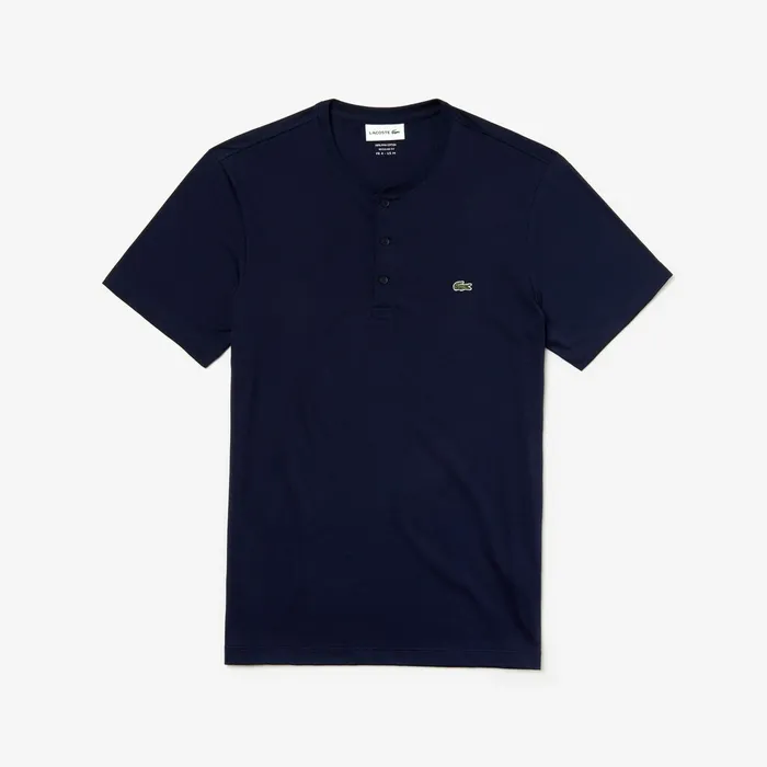 Regular Fit Pima Cotton Henley Tshirt Navy Blue Mens Lacoste TShirts Online