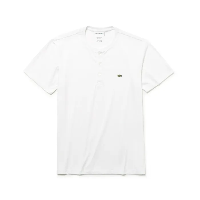 Regular Fit Pima Cotton Henley Tshirt White Mens Lacoste TShirts Gift Ideas