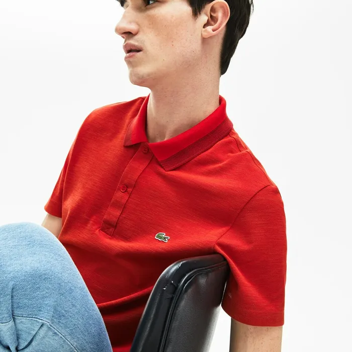 Regular Fit Piqu Polo Shirt RedRedBordeaux Mens Lacoste Polos Online Store