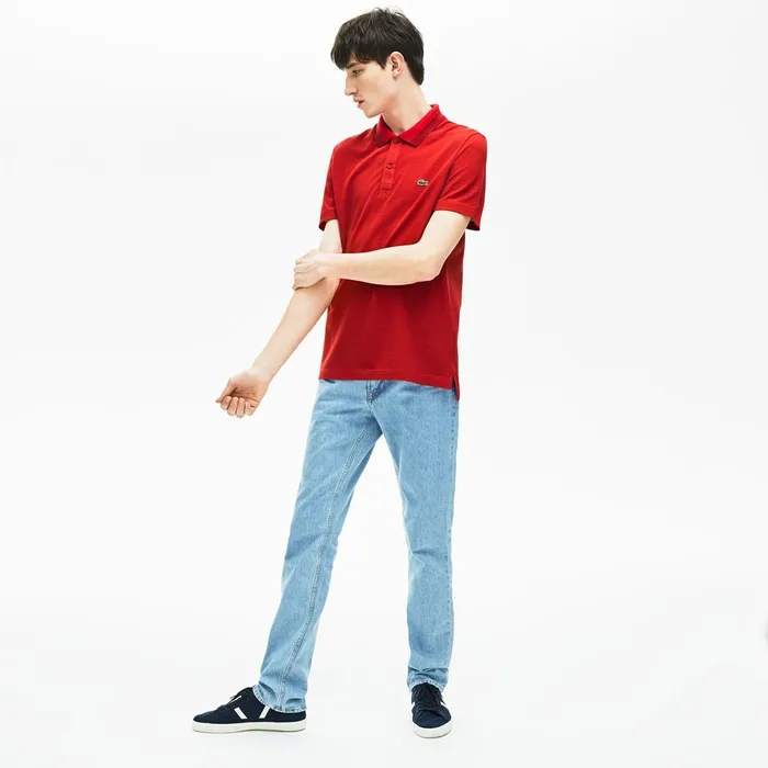 Regular Fit Piqu Polo Shirt RedRedBordeaux Mens Lacoste Polos Online Store