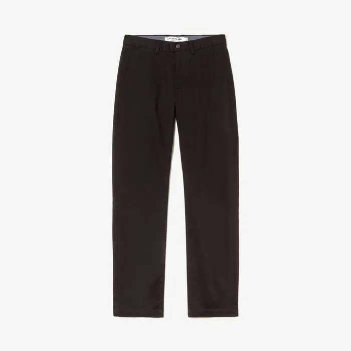 Regular Fit Stretch Cotton Chinos Black Mens Lacoste Pants and Shorts For Sale