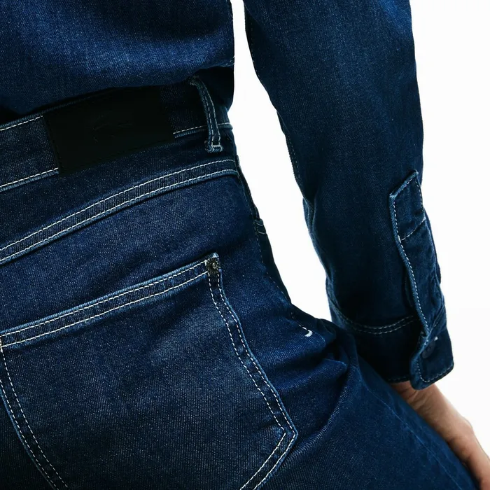 Regular Fit Stretch Cotton Denim Carrot Pants Blue Chine Womens Lacoste Pants and Shorts Casaul