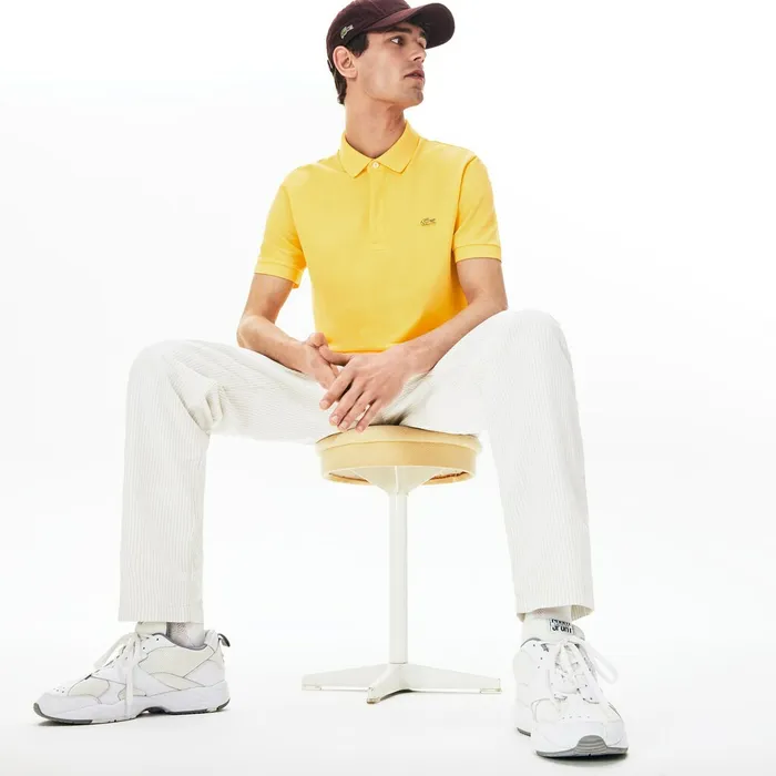 Regular Fit Stretch Cotton Paris Polo Yellow Mens Lacoste Polos Popular