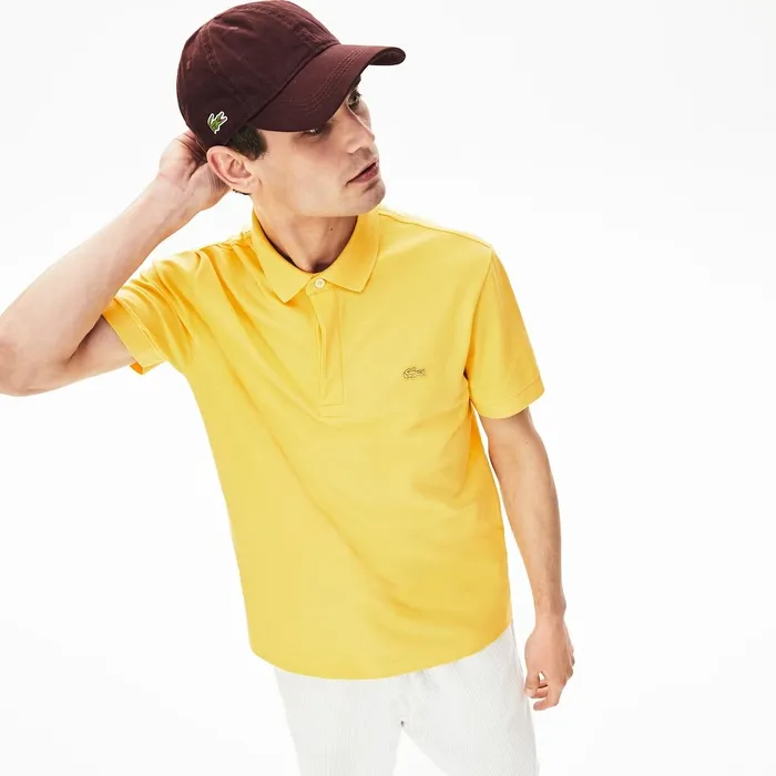 Regular Fit Stretch Cotton Paris Polo Yellow Mens Lacoste Polos Popular