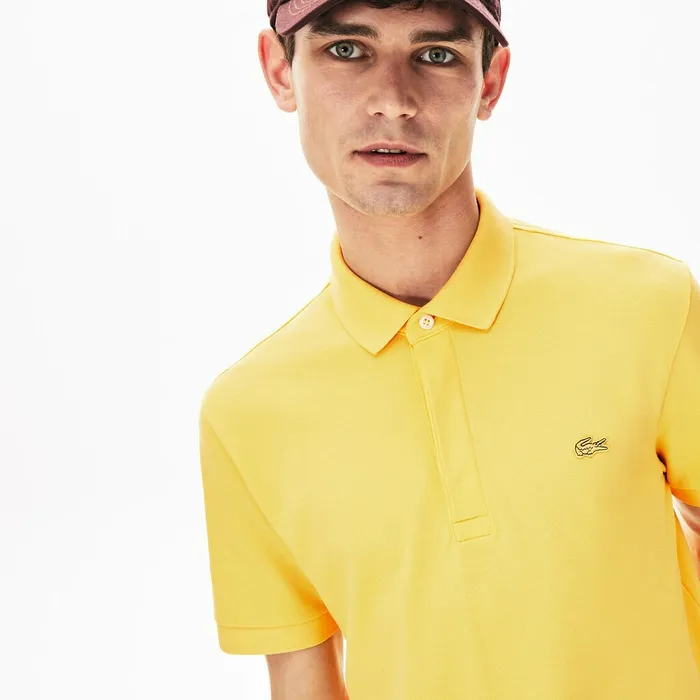 Regular Fit Stretch Cotton Paris Polo Yellow Mens Lacoste Polos Popular