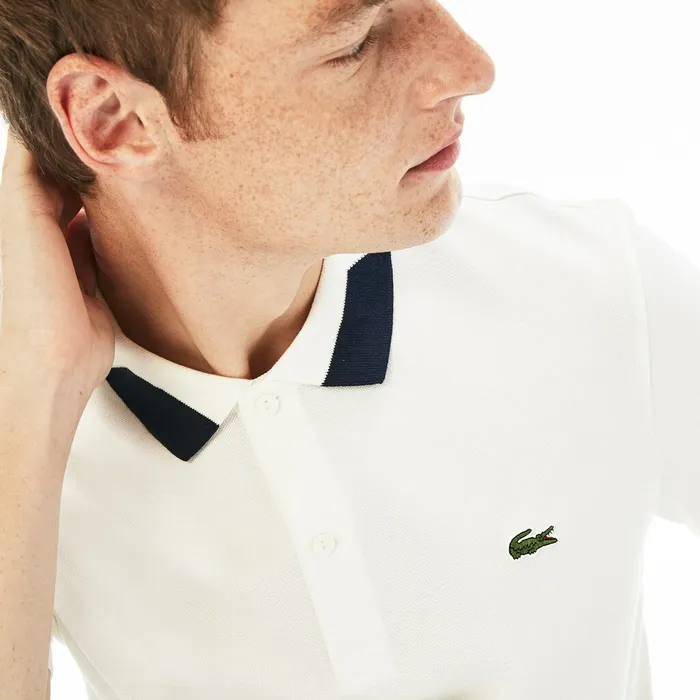 Regular Fit Stretch Polo Shirt White Mens Lacoste Polos Near Me