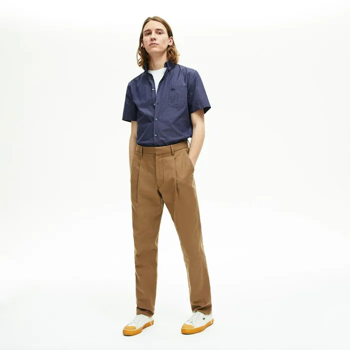 Regular Fit Texturized Cotton Shirt Navy BlueWhite Mens Lacoste Button Down Shirts Gift Ideas