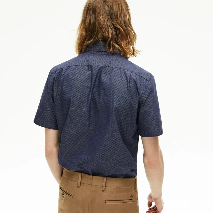 Regular Fit Texturized Cotton Shirt Navy BlueWhite Mens Lacoste Button Down Shirts Gift Ideas