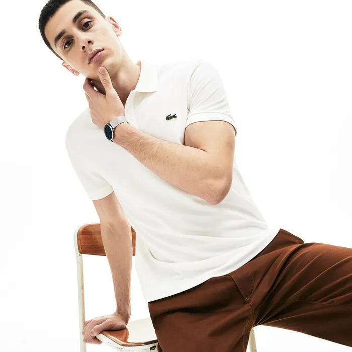 Regular Fit Thermoregulating Piqu Polo Shirt White Mens Lacoste Polos Online