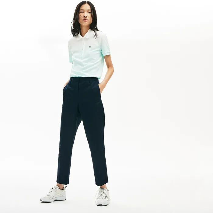 Relaxed Fit Cotton Chinos Navy Blue Womens Lacoste Pants and Shorts Outlet