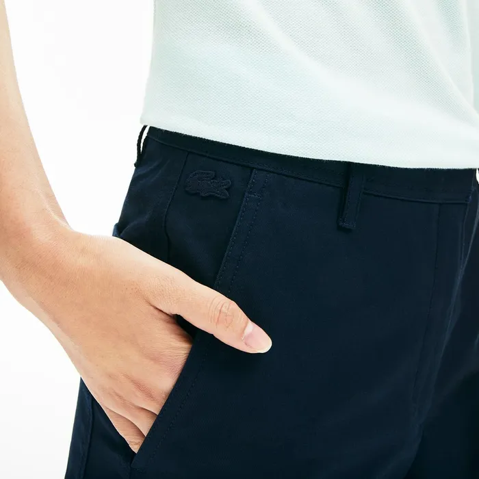 Relaxed Fit Cotton Chinos Navy Blue Womens Lacoste Pants and Shorts Outlet