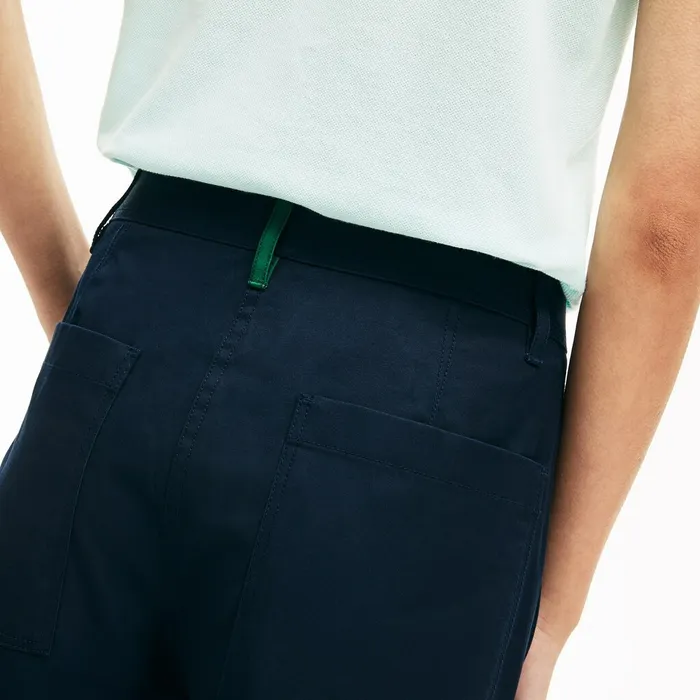 Relaxed Fit Cotton Chinos Navy Blue Womens Lacoste Pants and Shorts Outlet