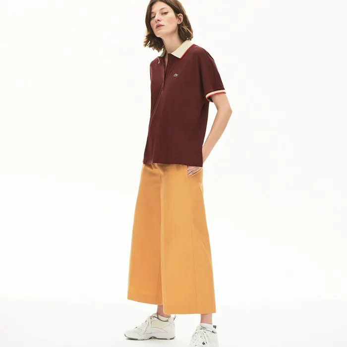 Relaxed Fit Cotton Polo BordeauxBeigeRed Womens Lacoste Polos On Sale
