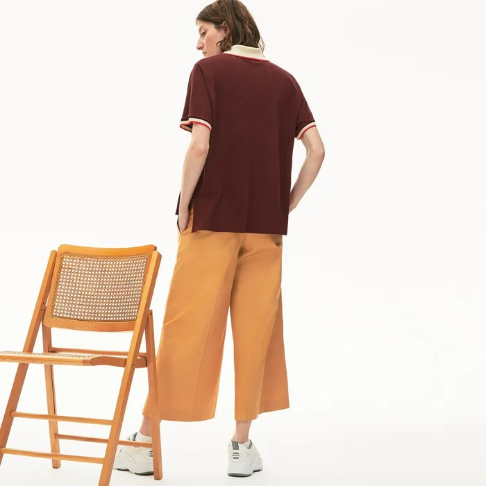 Relaxed Fit Cotton Polo BordeauxBeigeRed Womens Lacoste Polos On Sale