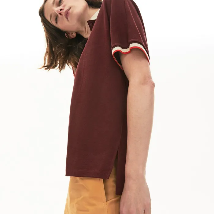 Relaxed Fit Cotton Polo BordeauxBeigeRed Womens Lacoste Polos On Sale