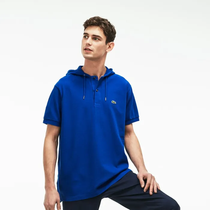 Relaxed Fit Faded Petit Piqu Polo Blue Mens Lacoste Polos For Sale
