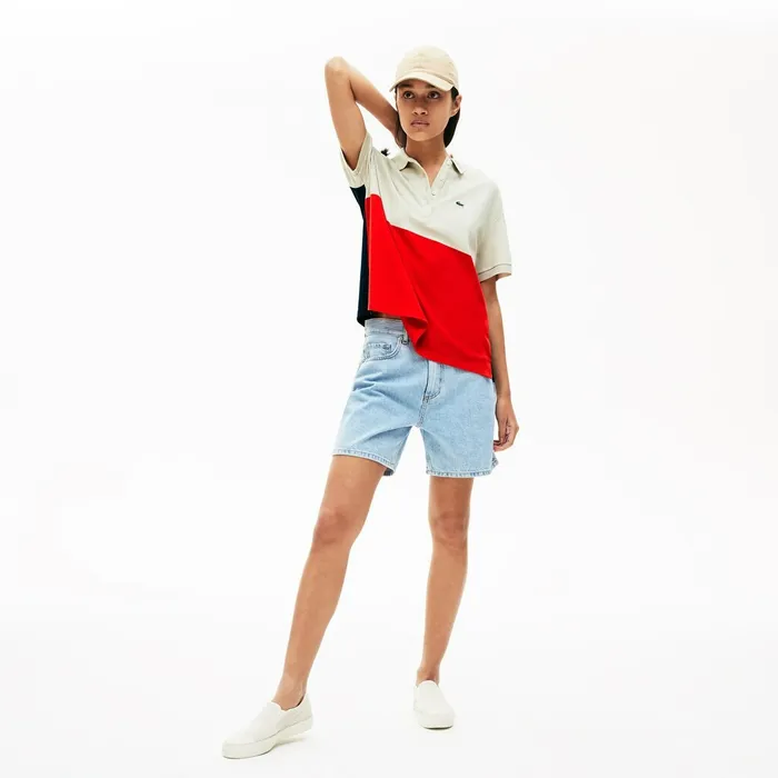 RelaxedFit Lightweight ColorBlock Piqu Polo RedBeigeNavy Blue Womens Lacoste Polos Outlet RelaxedFit Lightweight ColorBlock Piqu Polo RedBeigeNavy Blue Womens Lacoste Polos Outlet