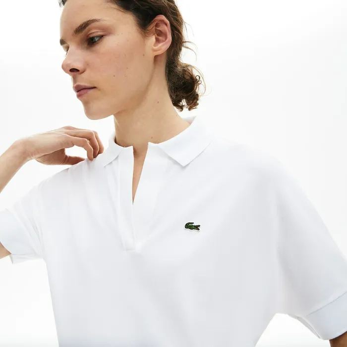Relaxed Piqu Polo White Womens Lacoste Polos Outlet Factory